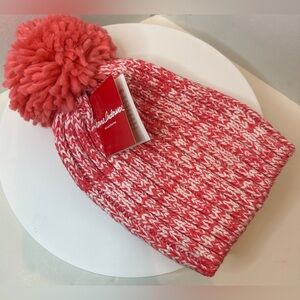 Hanna Andersson Girls Knit Hat Beanie NWT Coral Pink Pom Pom Size Large